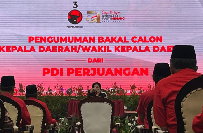 Ketua Umum PDI Perjuangan Megawati Soekarnoputri saat memberikan arahan kepada bakal calon kepala daerah dan wakil kepala daerah di Kantor PDIP, Jakarta, Rabu (14/8/2024). ANTARA/Narda Margaretha Sinambela